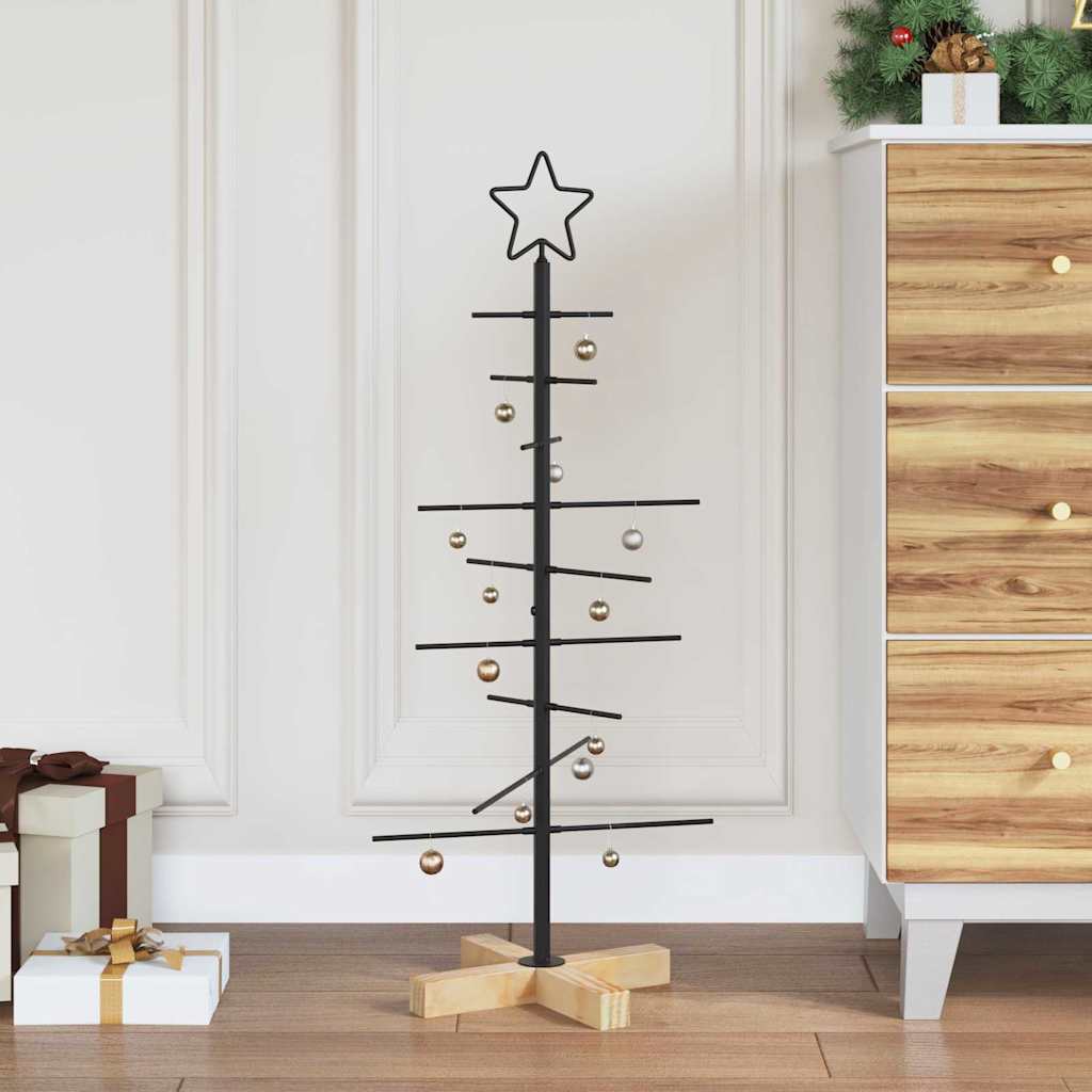 vidaXL Metal Christmas Tree with Stand Black 89 cm Powder-coated steel