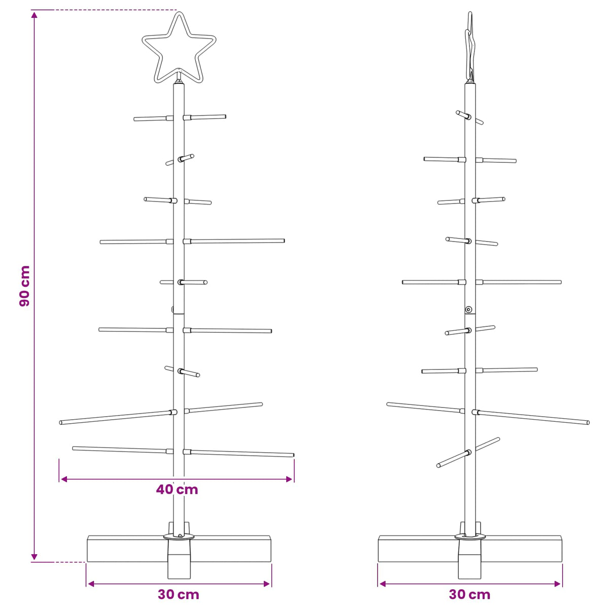 vidaXL Metal Christmas Tree Black 89 cm Powder-coated steel