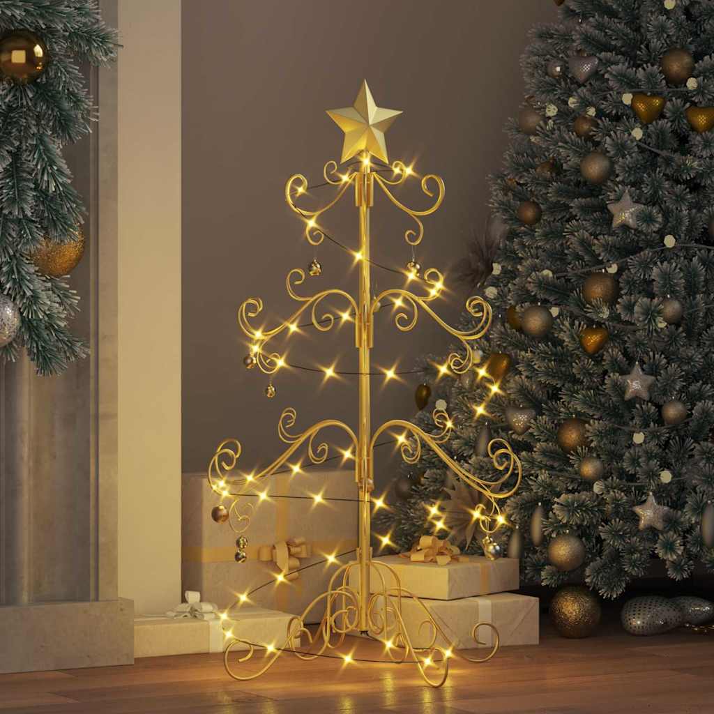 vidaXL Metal Christmas Tree Gold 90 cm Powder-coated Steel