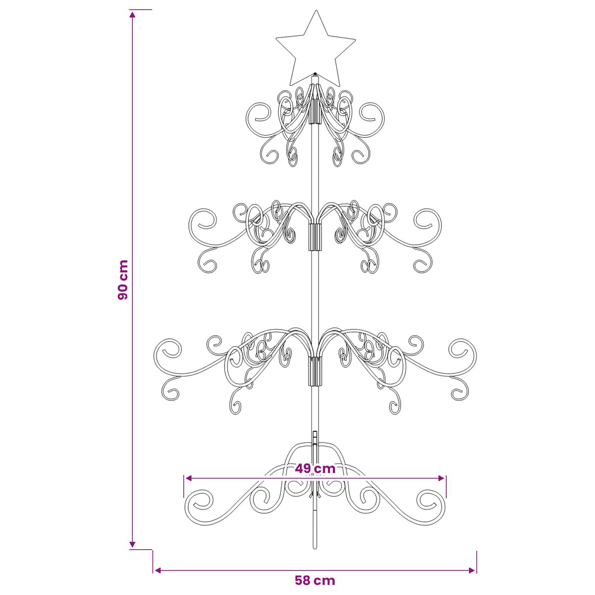 vidaXL Metal Christmas Tree Gold 90 cm Powder-coated Steel