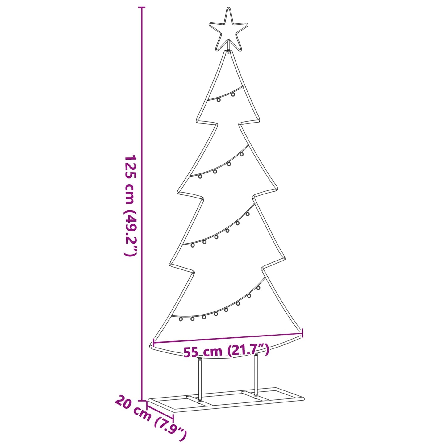 vidaXL Metal Christmas Tree with Stand Black 125 cm Steel