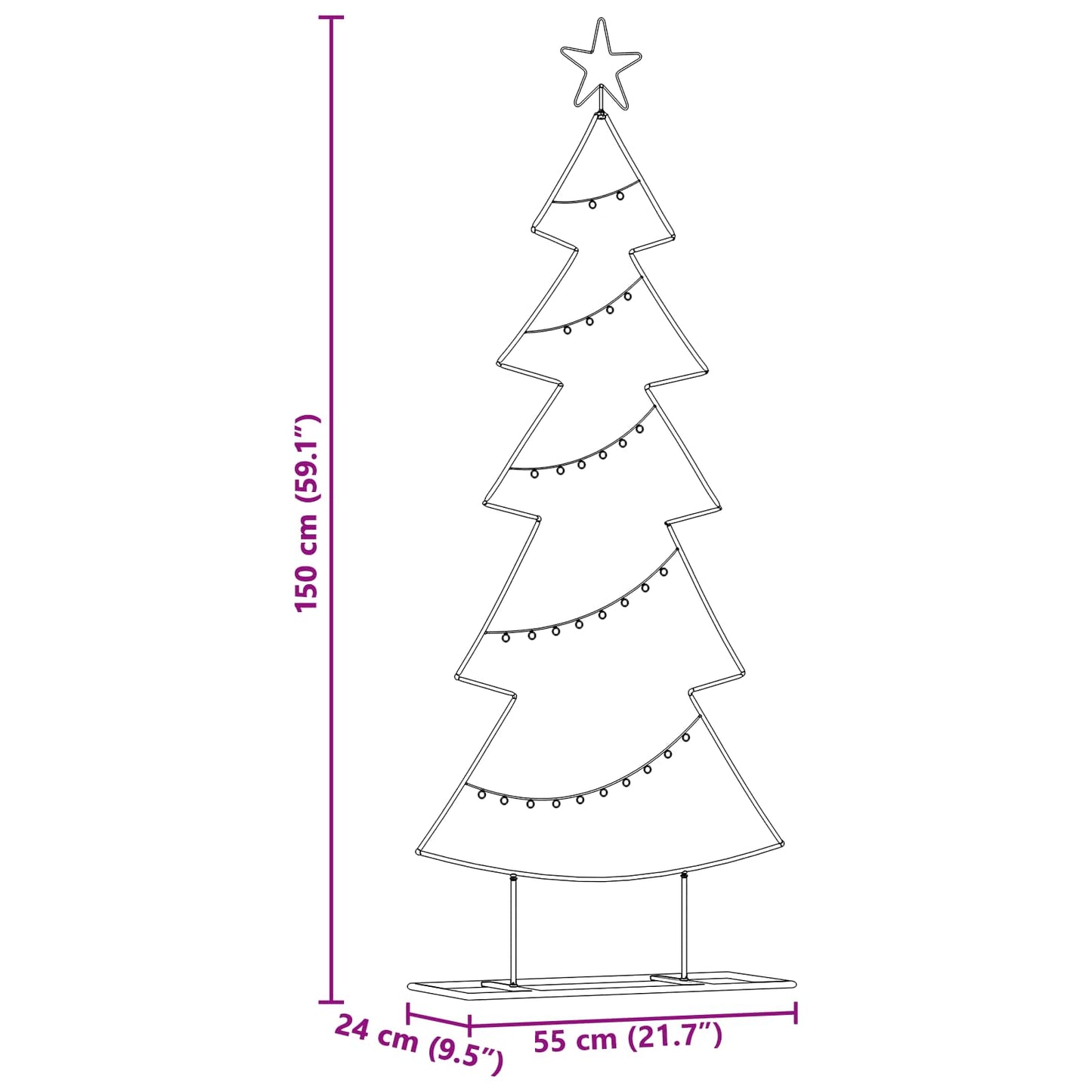 vidaXL Metal Christmas Tree with Stand Black 150 cm Steel