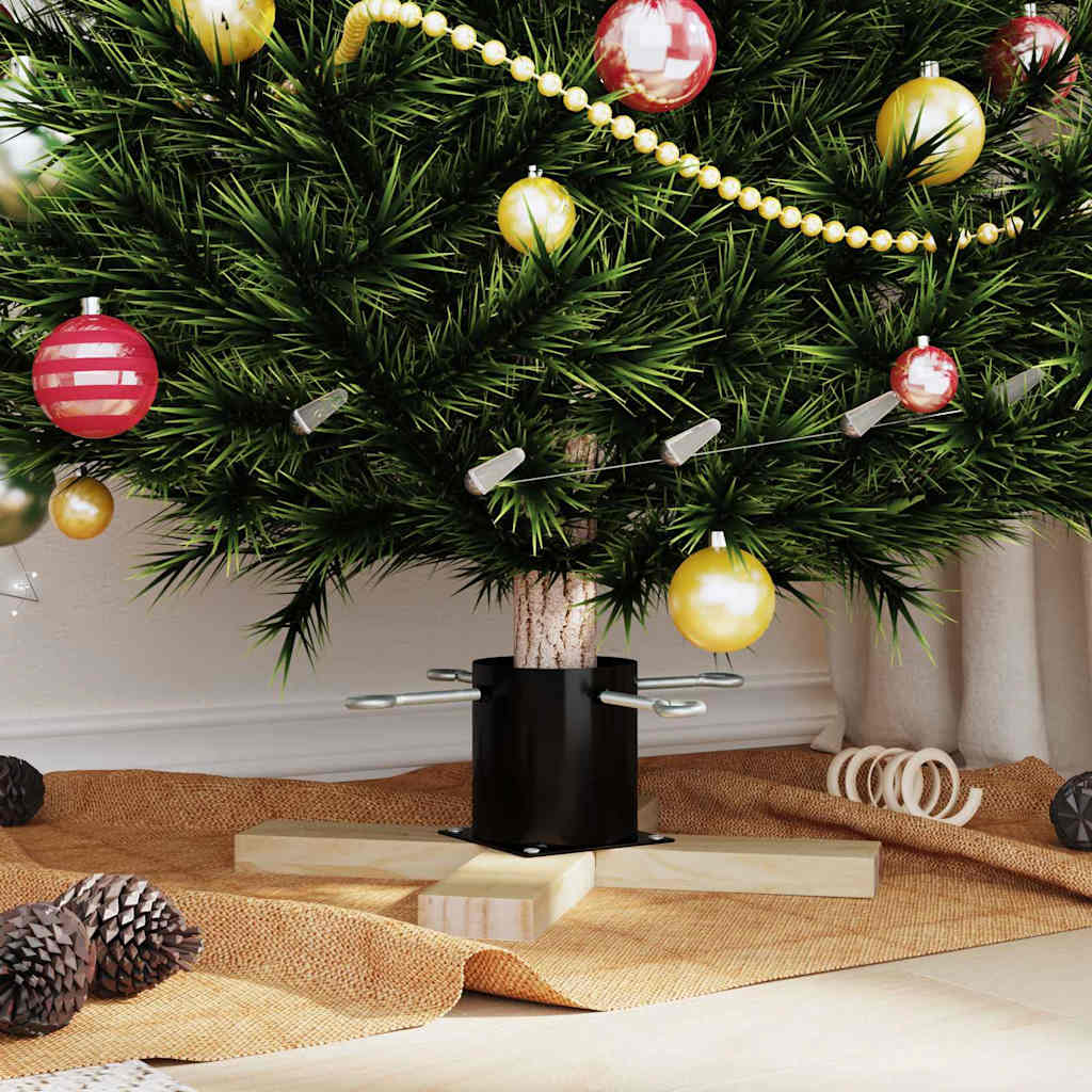 vidaXL Christmas Tree Stand 1.73 Black 50 x 50 x 16 cm Solid Pine Wood