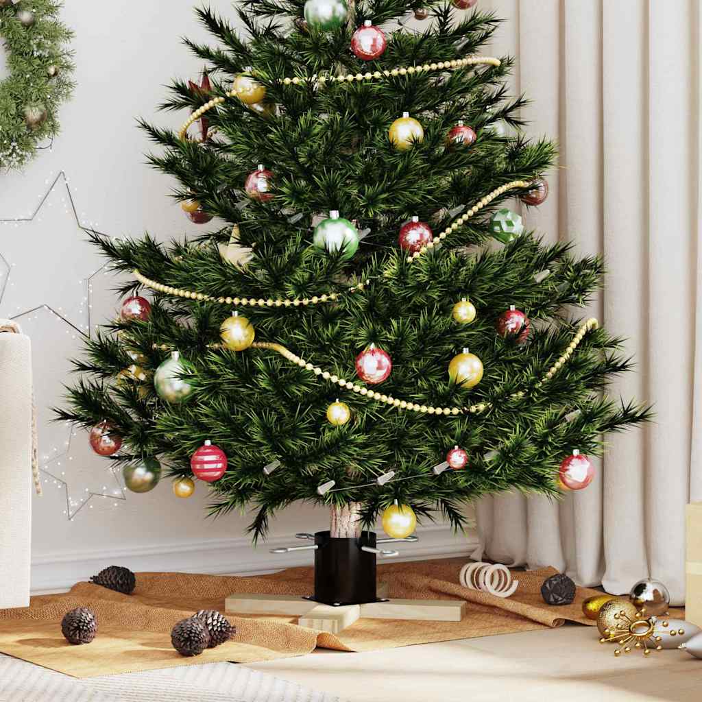 vidaXL Christmas Tree Stand 1.73 Black 50 x 50 x 16 cm Solid Pine Wood