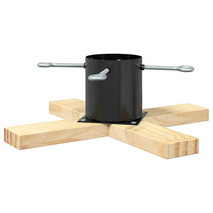 vidaXL Christmas Tree Stand 1.73 Black 50 x 50 x 16 cm Solid Pine Wood