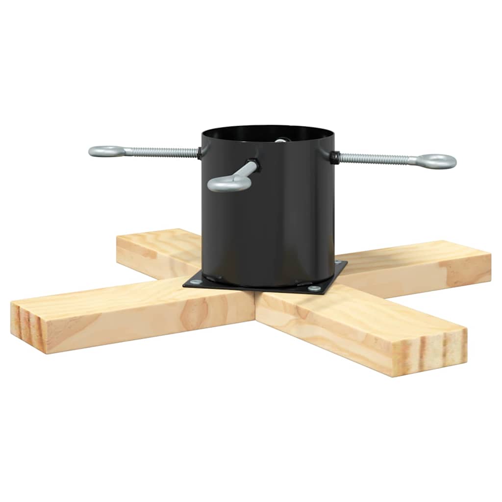 vidaXL Christmas Tree Stand 1.73 Black 50 x 50 x 16 cm Solid Pine Wood