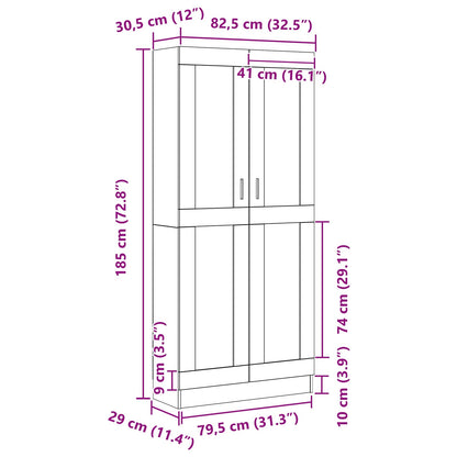 vidaXL Book Cabinet 3-Tier 82.5 x 30.5 x 185 cm Engineered Wood