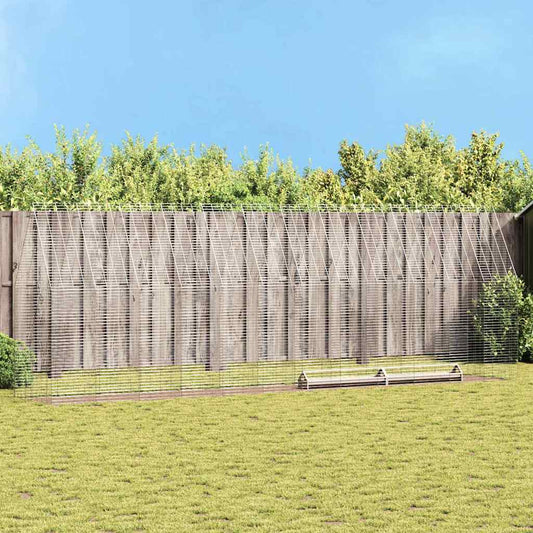 vidaXL Chicken Cage 2 pcs Silver 600 x 100 x 210 cm Galvanised Steel