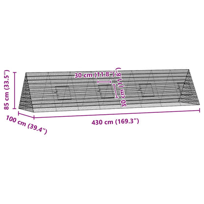 vidaXL Chicken Cage Silver 430 x 100 x 85 cm Galvanised Steel