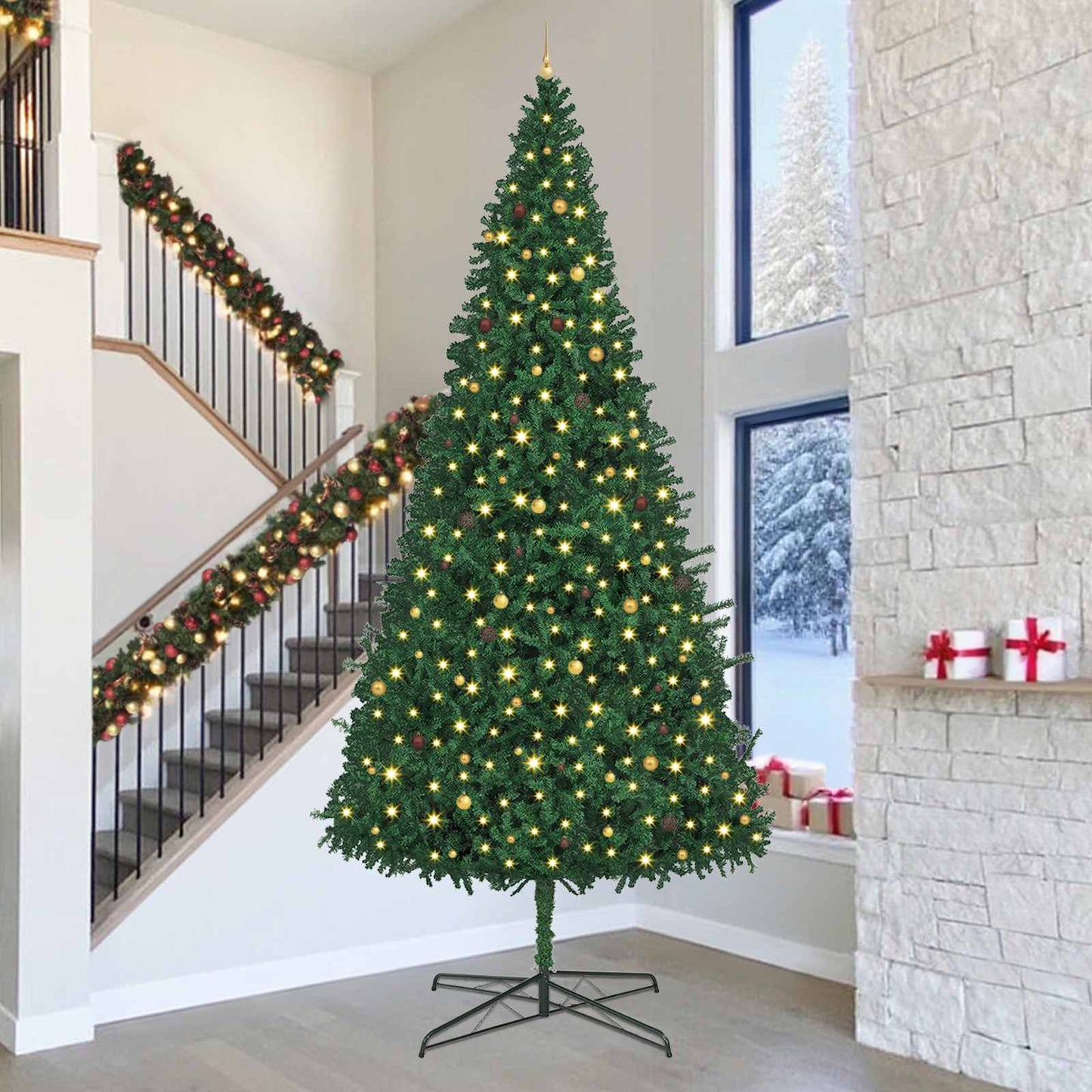 vidaXL Christmas Tree with Decorative String Lights Green 400 cm PVC