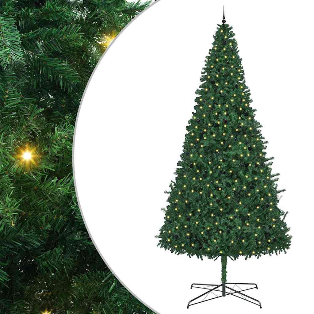 vidaXL Christmas Tree with Decorative String Lights Green 400 cm PVC