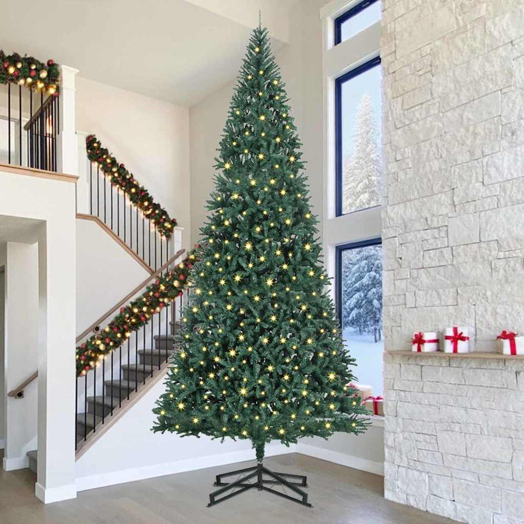 vidaXL Artificial Pre-lit Christmas Tree Green 500 cm PVC
