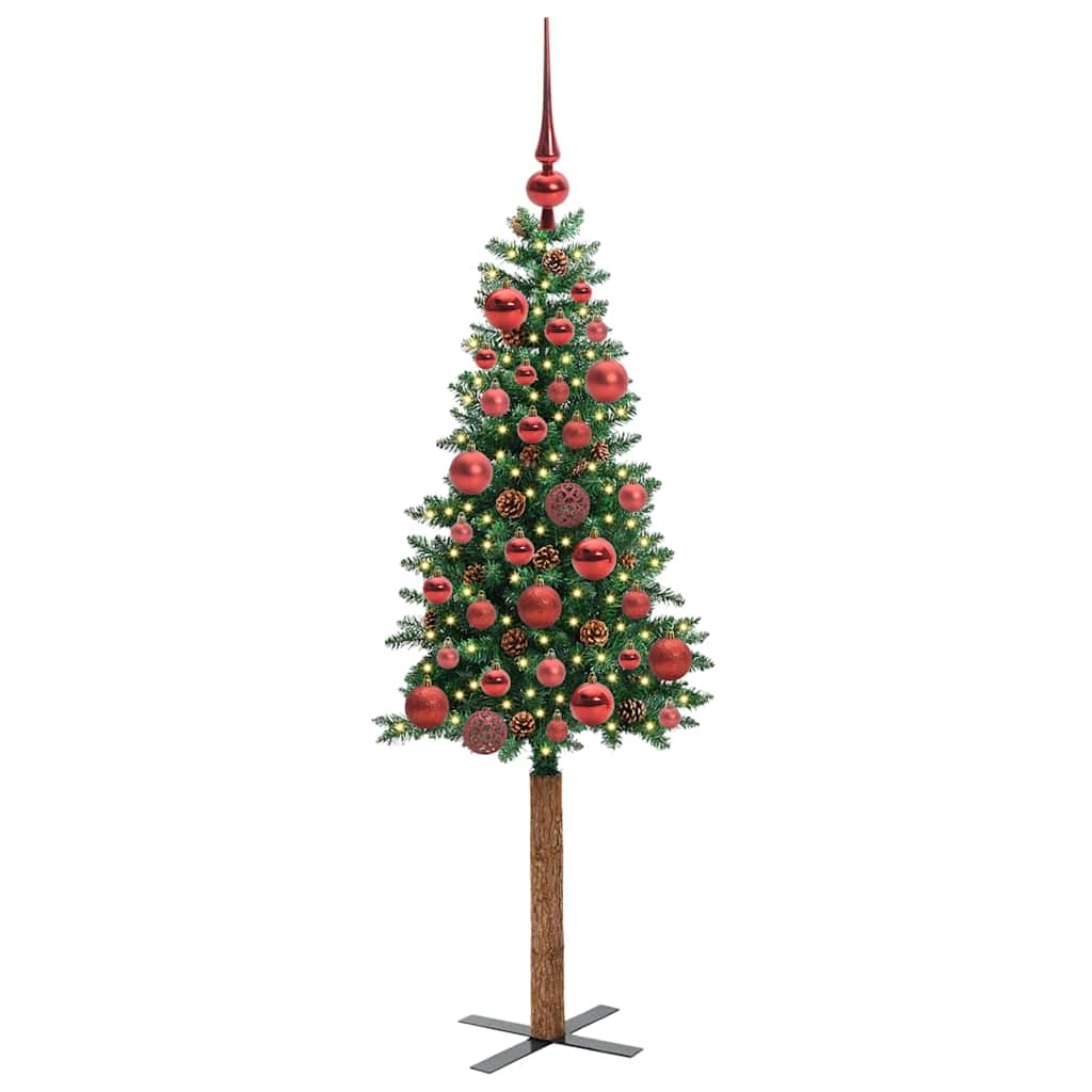 vidaXL Slim Christmas Tree Green 150 cm PVC and Solid Pine wood