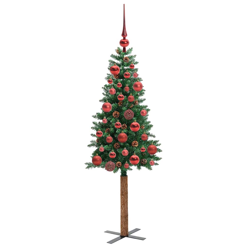 vidaXL Slim Christmas Tree Green 150 cm PVC and Solid Pine wood