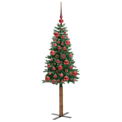 vidaXL Slim Christmas Tree Green 150 cm PVC and Solid Pine wood