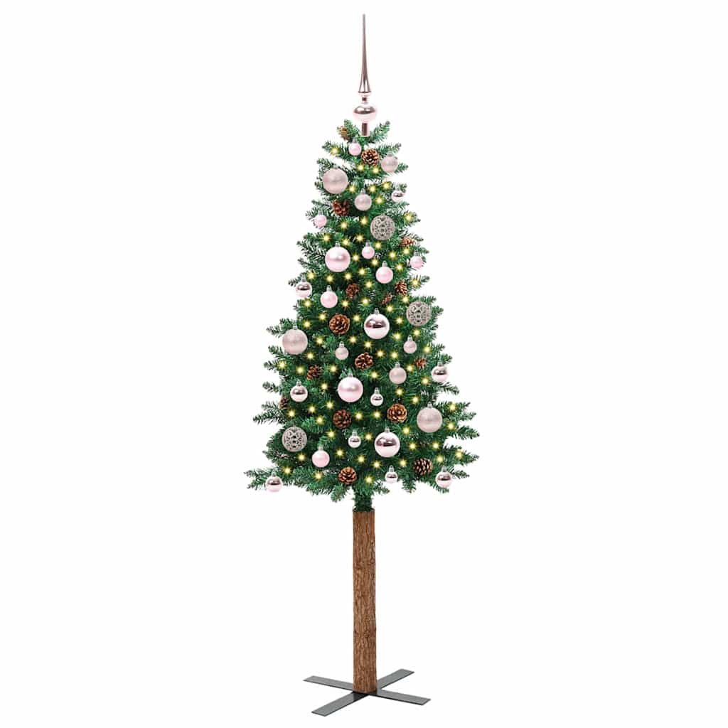 vidaXL Slim Christmas Tree Green 150 cm PVC and Solid Pine wood