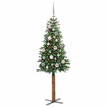 vidaXL Slim Christmas Tree Green 150 cm PVC and Solid Pine wood
