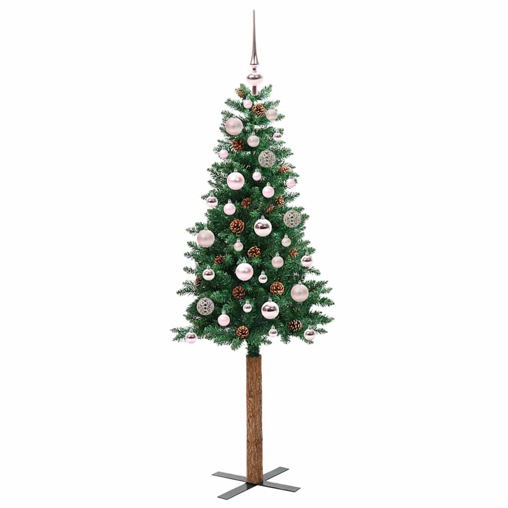 vidaXL Slim Christmas Tree Green 150 cm PVC and Solid Pine wood
