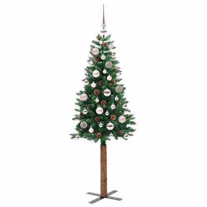 vidaXL Slim Christmas Tree Green 150 cm PVC and Solid Pine wood