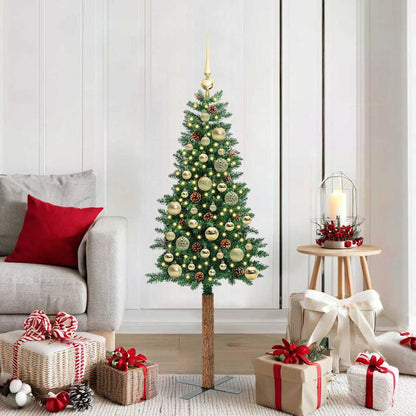 vidaXL Slim Christmas Tree Green 150 cm PVC and Solid Pine wood