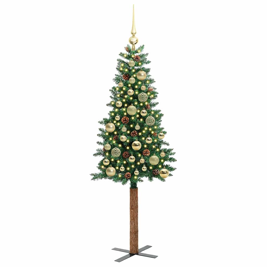 vidaXL Slim Christmas Tree Green 150 cm PVC and Solid Pine wood