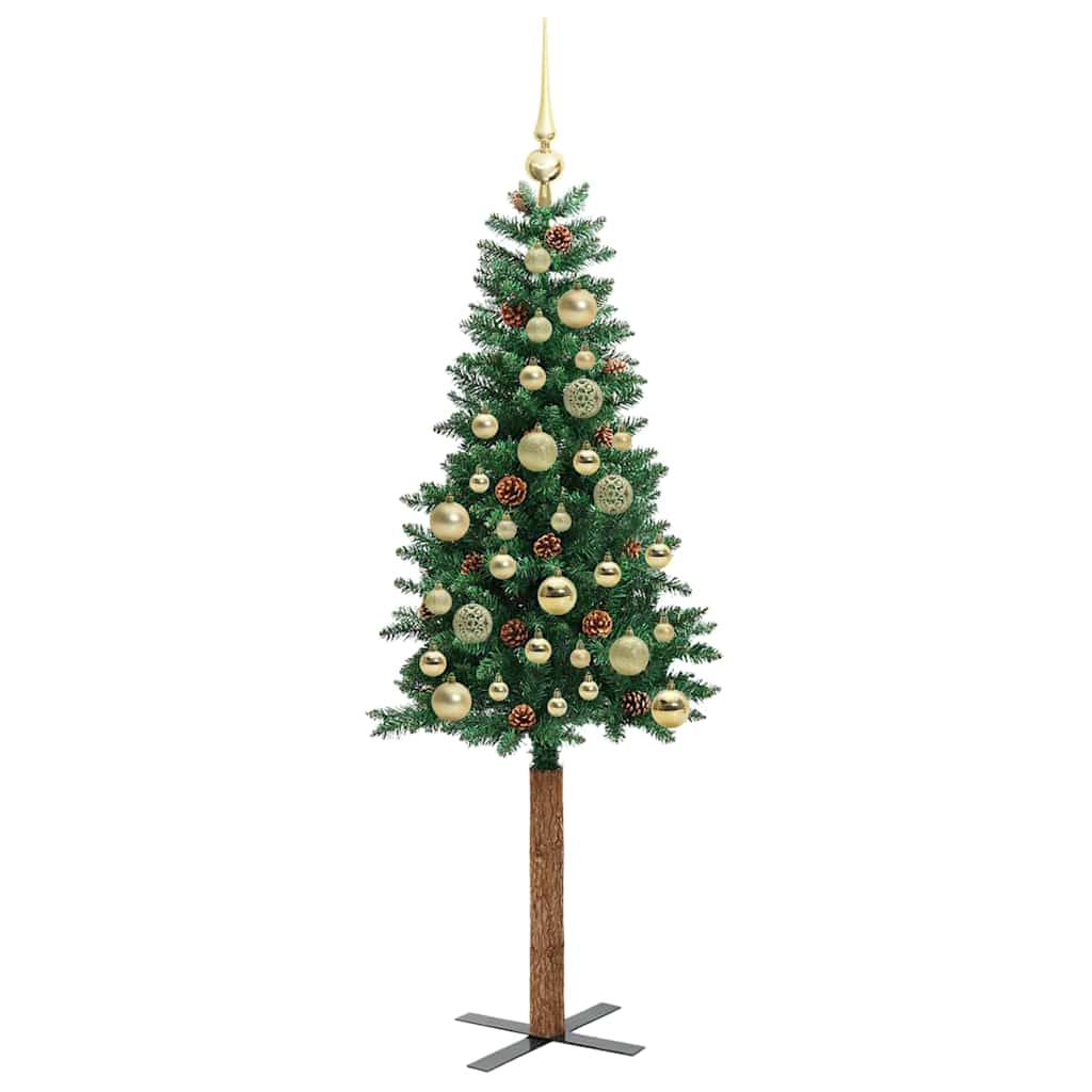 vidaXL Slim Christmas Tree Green 150 cm PVC and Solid Pine wood