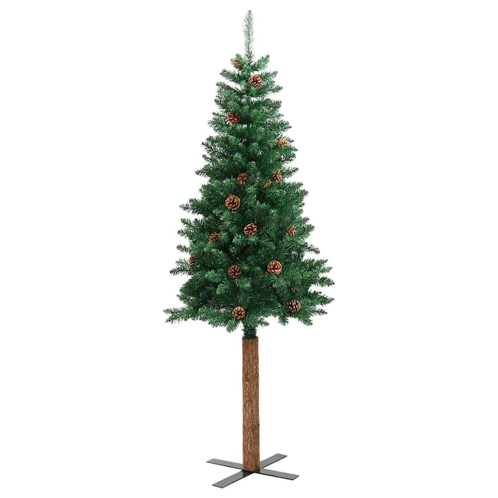 vidaXL Slim Christmas Tree Green 150 cm PVC and Solid Pine wood