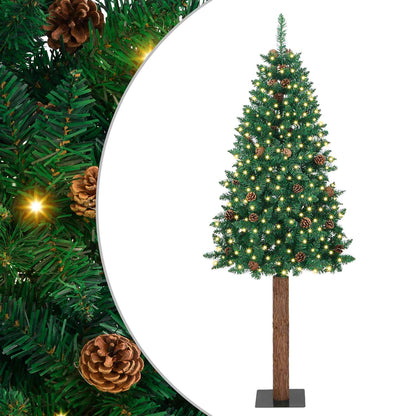 vidaXL Slim Christmas Tree Green 180 cm PVC and Solid Pine wood