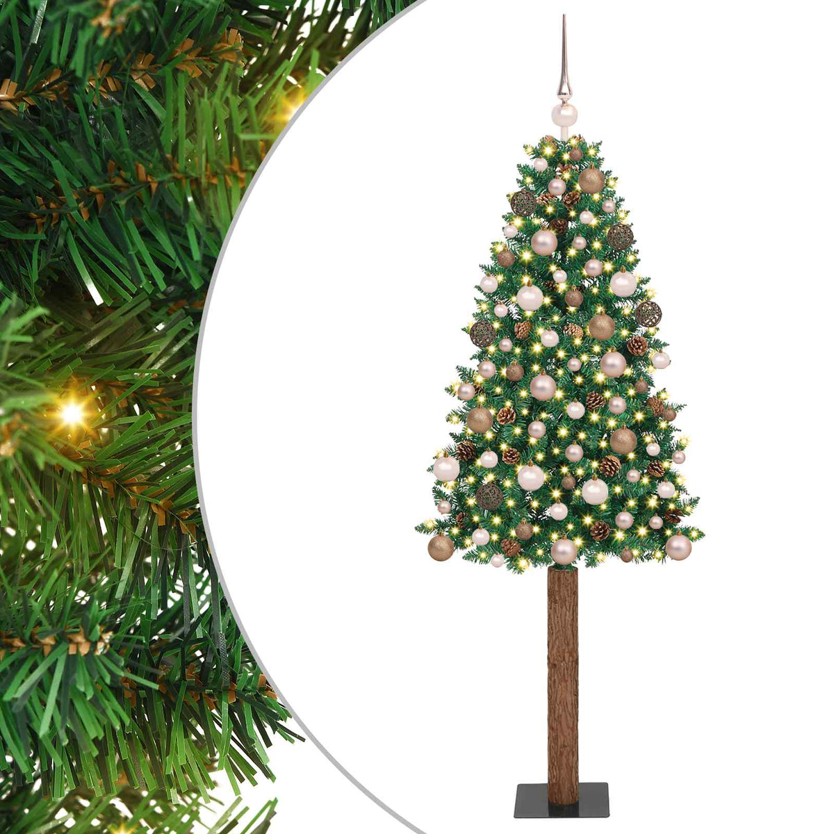 vidaXL Slim Christmas Tree Green 180 cm PVC and Solid Pine wood