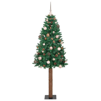 vidaXL Slim Christmas Tree Green 180 cm PVC and Solid Pine wood