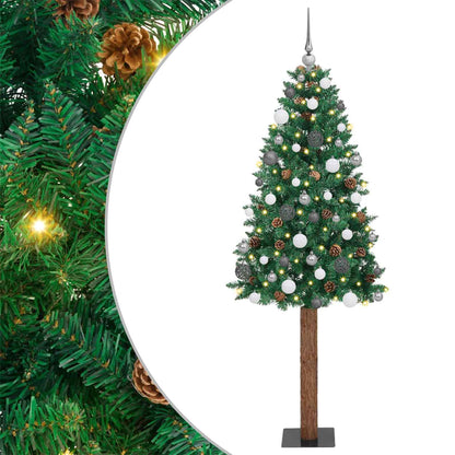 vidaXL Slim Christmas Tree Green 180 cm PVC and Solid Pine wood