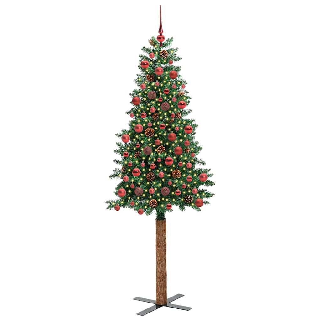 vidaXL Slim Christmas Tree Green 180 cm PVC and Solid Pine wood