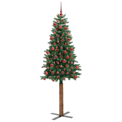 vidaXL Slim Christmas Tree Green 180 cm PVC and Solid Pine wood