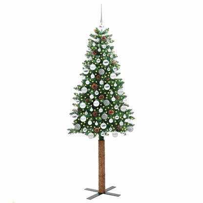 vidaXL Slim Christmas Tree Green 180 cm PVC and Solid Pine wood