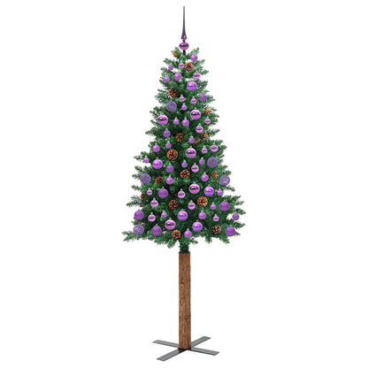 vidaXL Slim Christmas Tree Green 180 cm PVC and Solid Pine wood