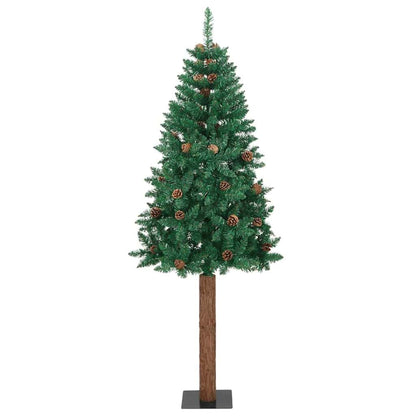 vidaXL Slim Christmas Tree Green 210 cm PVC and Solid Pine wood
