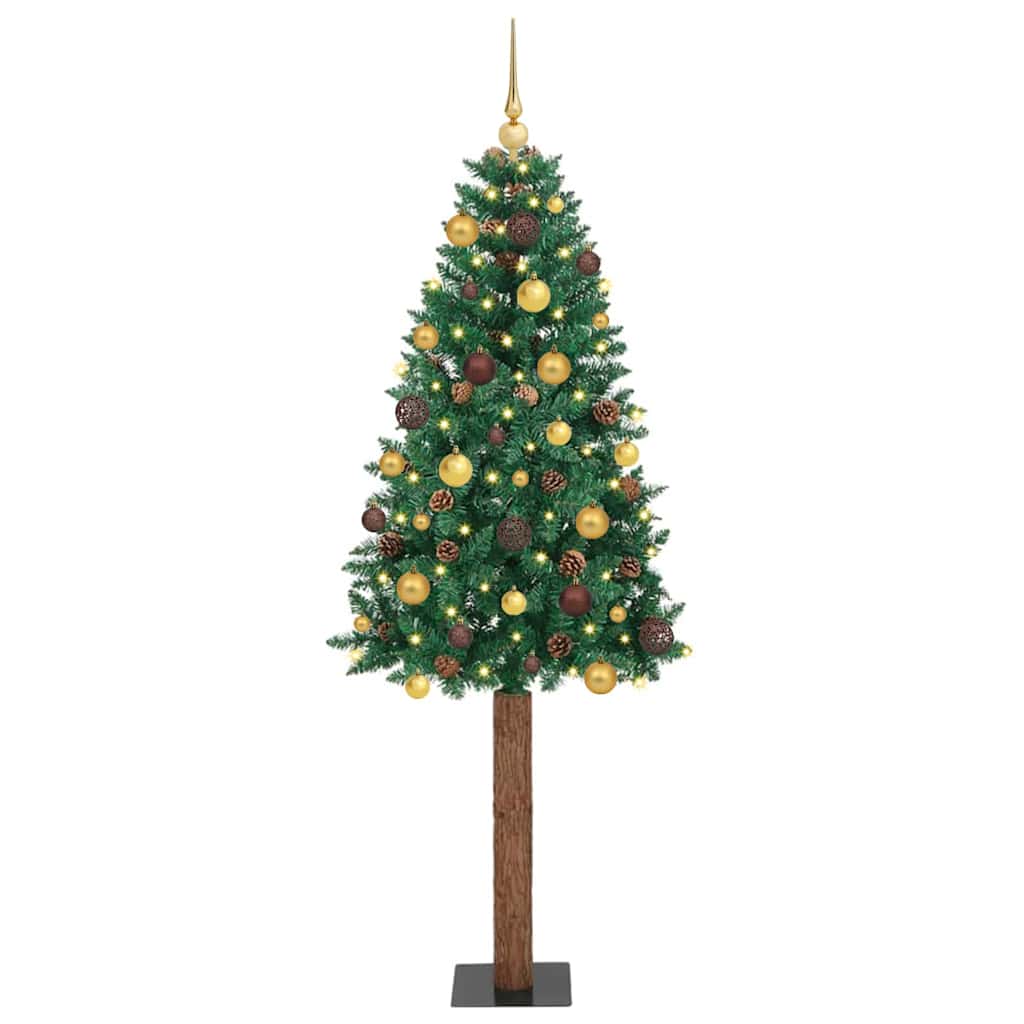 vidaXL Slim Christmas Tree Green 210 cm PVC and Solid Pine wood