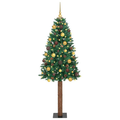 vidaXL Slim Christmas Tree Green 210 cm PVC and Solid Pine wood