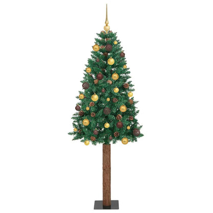 vidaXL Slim Christmas Tree Green 210 cm PVC and Solid Pine wood