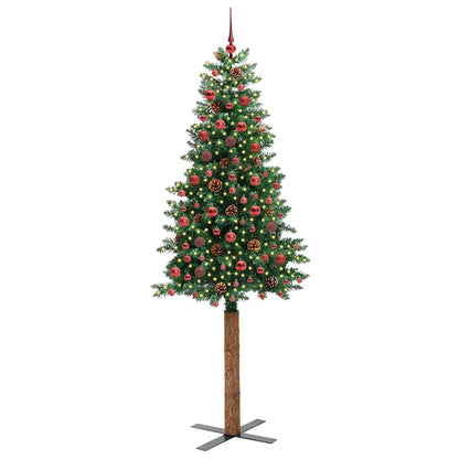 vidaXL Slim Christmas Tree Green 210 cm PVC and Solid Pine wood