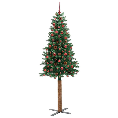 vidaXL Slim Christmas Tree Green 210 cm PVC and Solid Pine wood