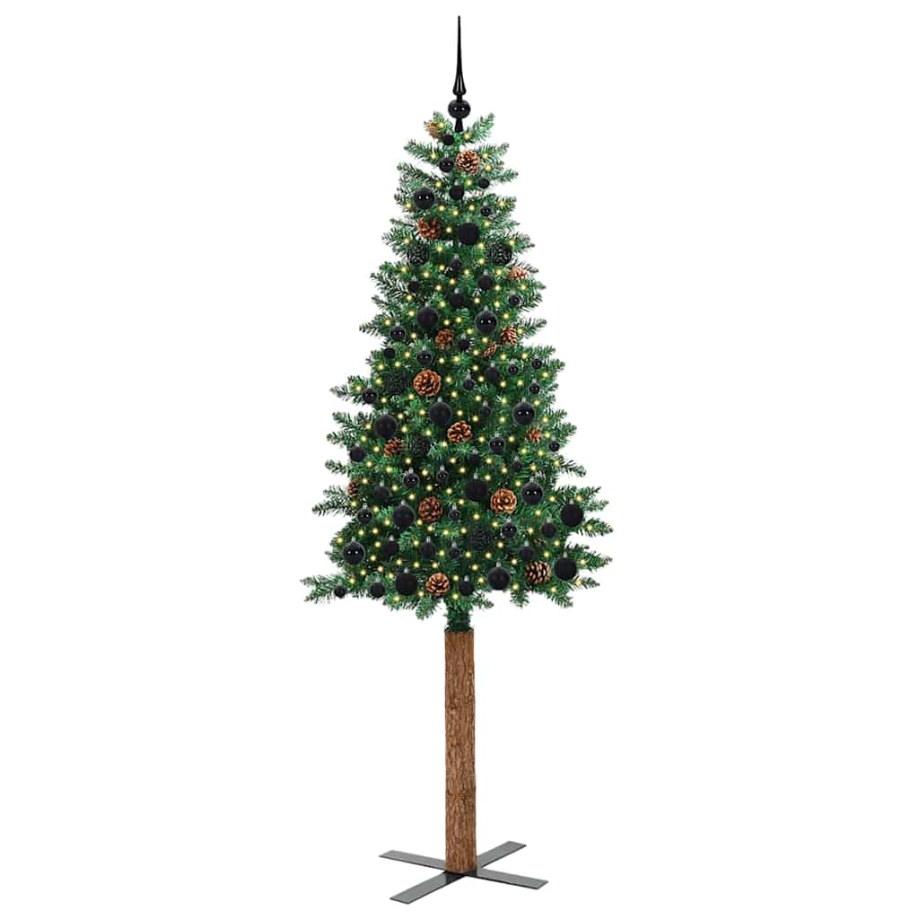 vidaXL Slim Christmas Tree Green 210 cm PVC and Solid Pine wood