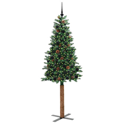 vidaXL Slim Christmas Tree Green 210 cm PVC and Solid Pine wood
