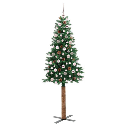 vidaXL Slim Christmas Tree Green 210 cm PVC and Solid Pine wood