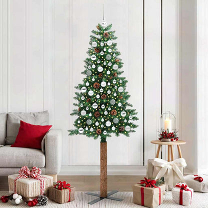 vidaXL Slim Christmas Tree Green 210 cm PVC and Solid Pine wood