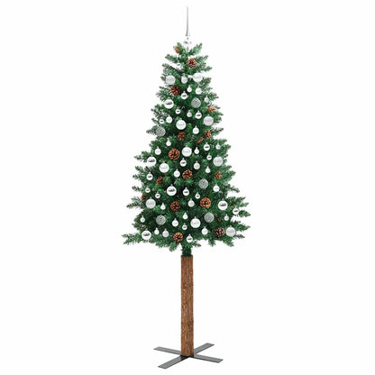 vidaXL Slim Christmas Tree Green 210 cm PVC and Solid Pine wood