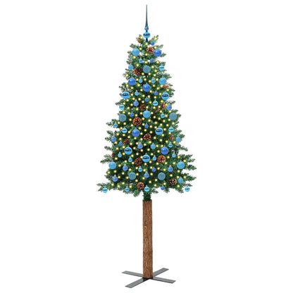 vidaXL Slim Christmas Tree Green 210 cm PVC and Solid Pine wood