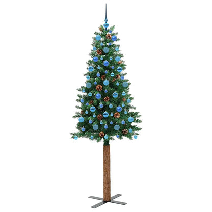 vidaXL Slim Christmas Tree Green 210 cm PVC and Solid Pine wood