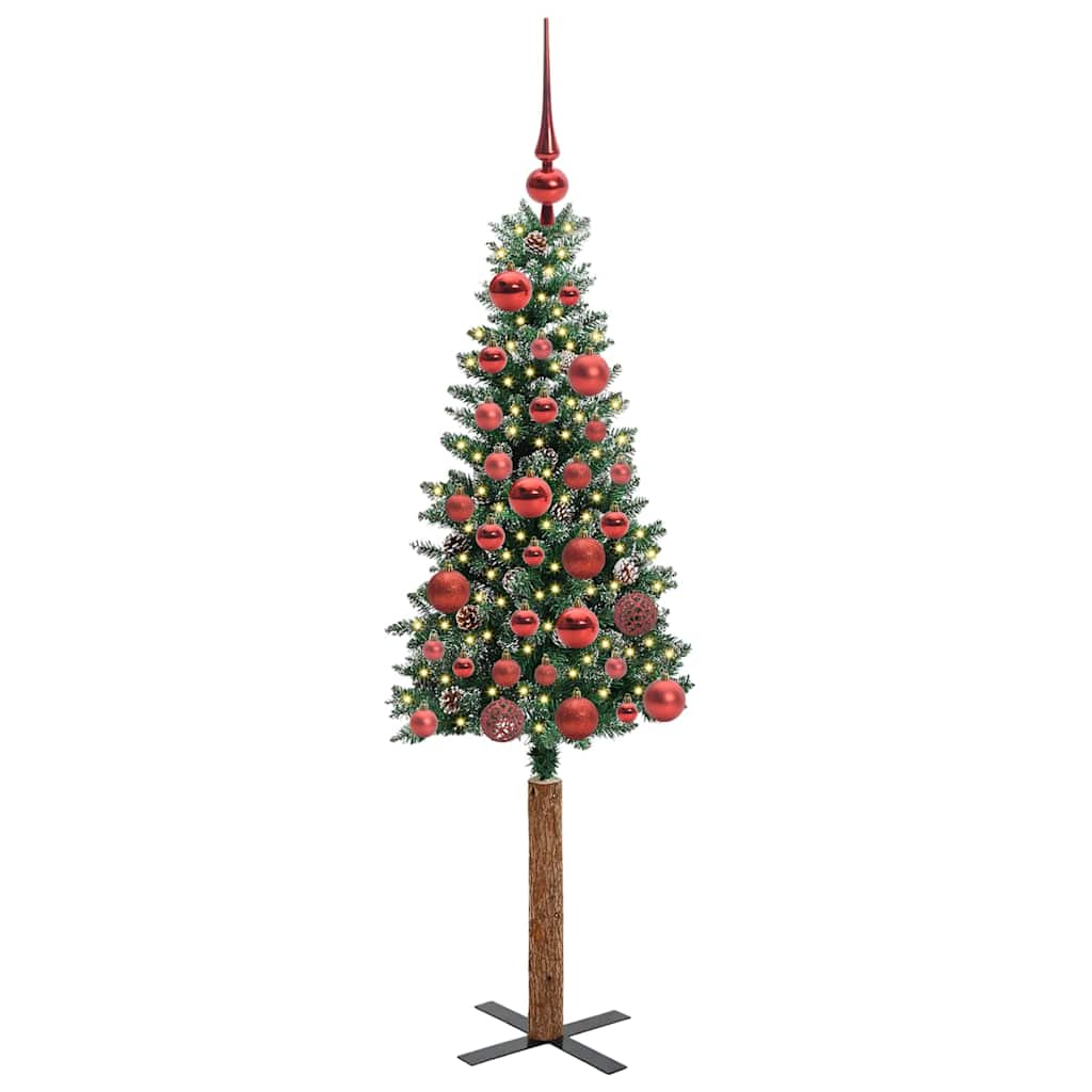 vidaXL Slim Christmas Tree Green 150 cm PVC and Solid Pine wood