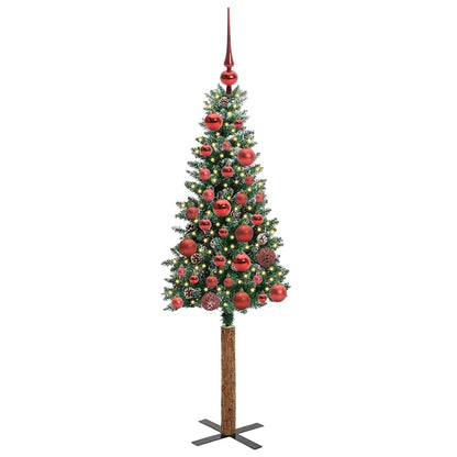 vidaXL Slim Christmas Tree Green 150 cm PVC and Solid Pine wood